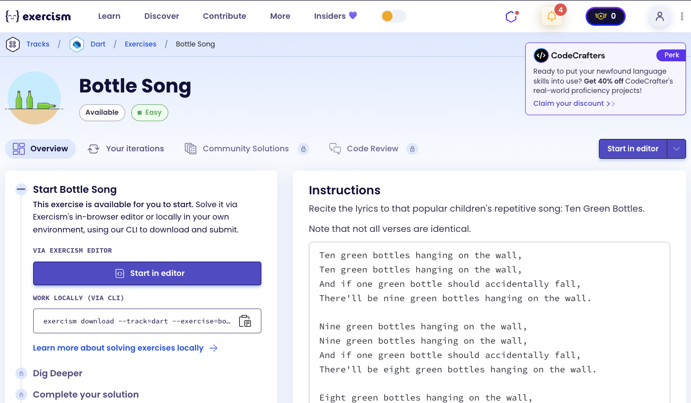 Bottle Song Exercise